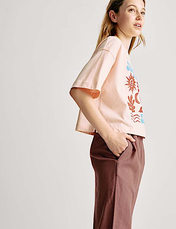 Wide Leg Linen Rich Trousers (6-16 Yrs) - UA