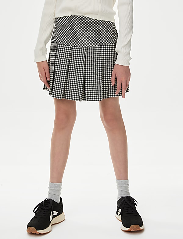 Cotton Blend Dogtooth Skort (6-16 Yrs)