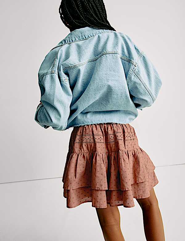 Pure Cotton Cutwork Rara Skirt (6-16 Yrs) - PL