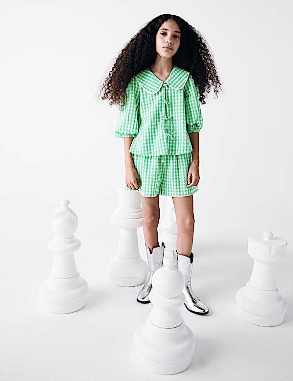 Pure Cotton Gingham Check Shorts (6-16 Yrs)