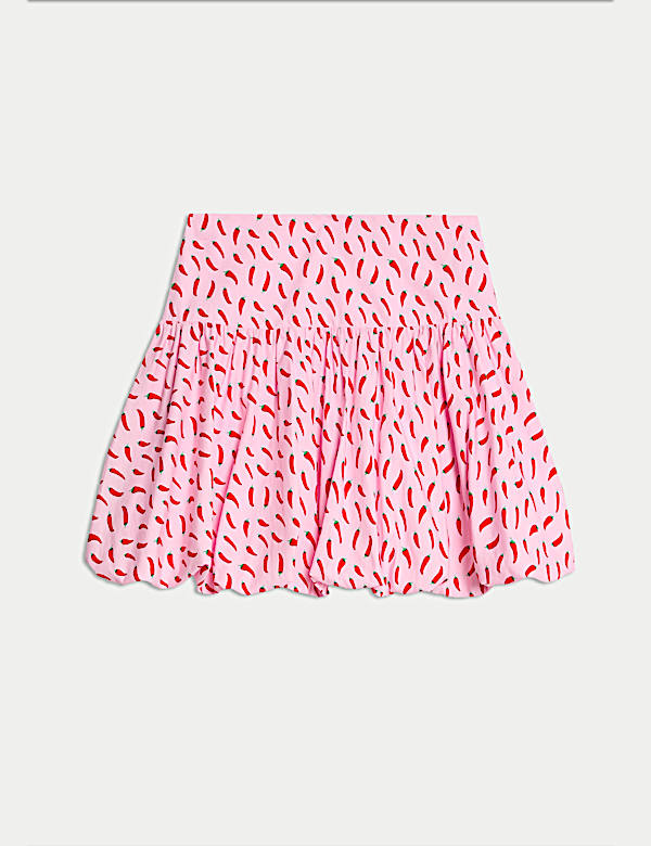 Pure Cotton Printed Puff Ball Skirt (6-16 Yrs) - HU