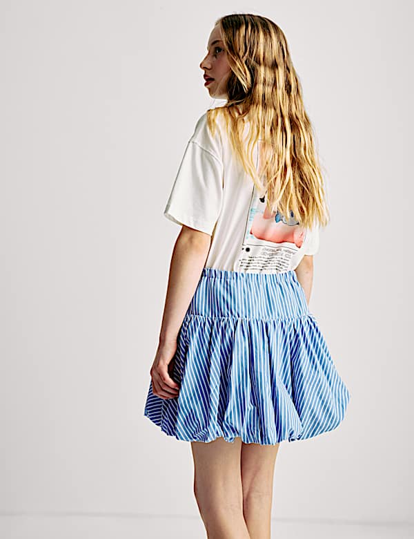 Pure Cotton Printed Puff Ball Skirt (6-16 Yrs)