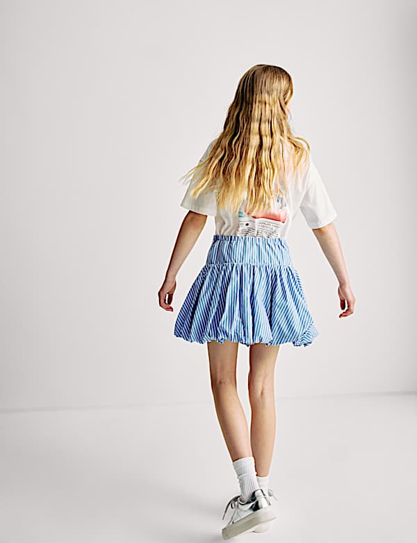 Pure Cotton Printed Puff Ball Skirt (6-16 Yrs)