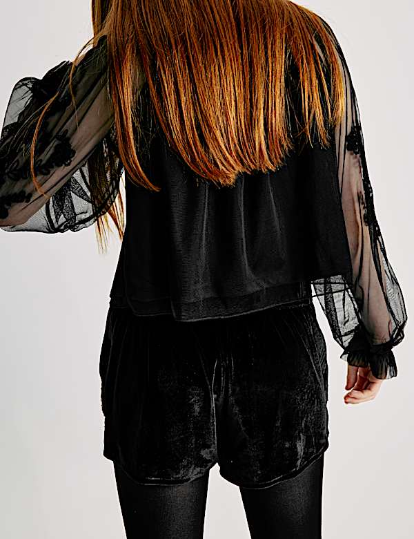 Shorts aus Samt mit Perlen (6&ndash;16 J.) - AT