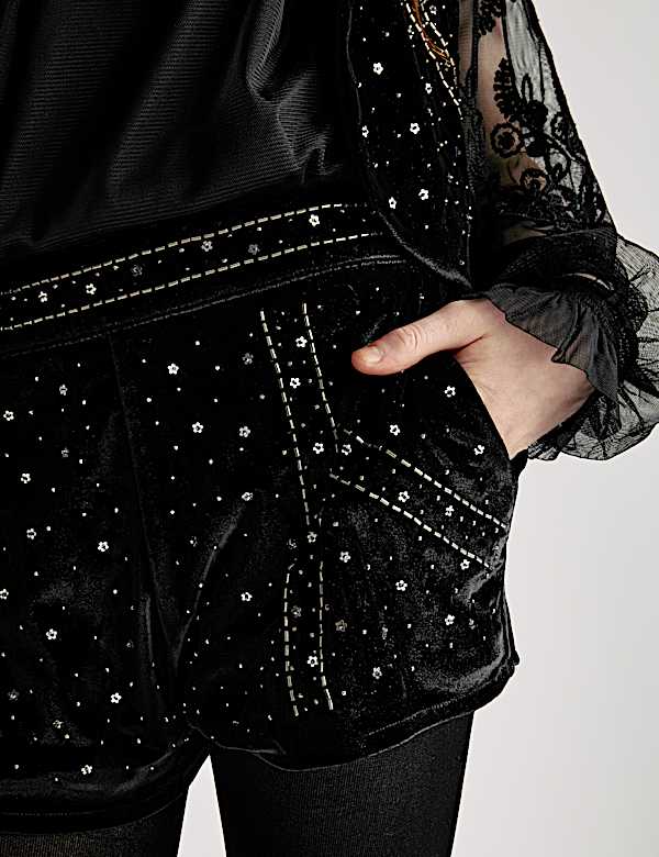 Shorts aus Samt mit Perlen (6&ndash;16 J.) - AT