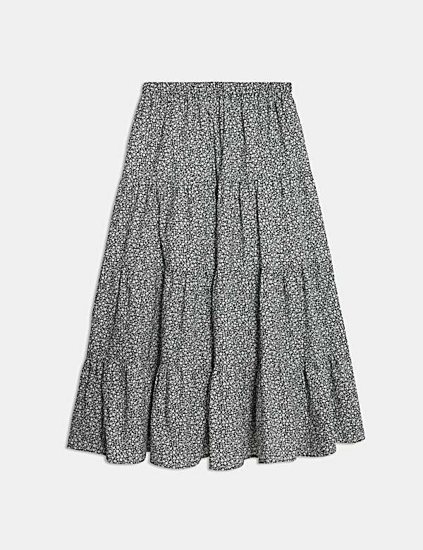 חצאית מקסי פרחונית מכותנה טהורה עם פרחים (6-‏16 שנים) - IL