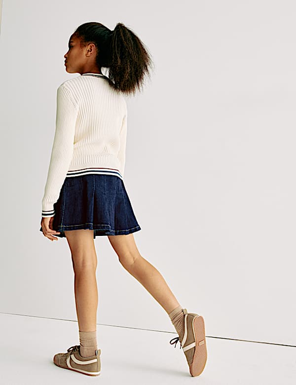 Mini Denim Box Pleat Skirt (2-16 Yrs)