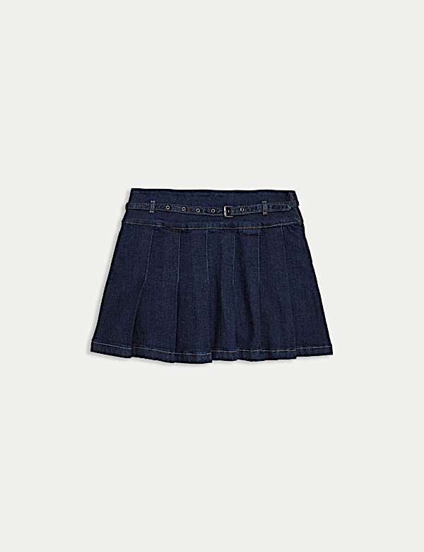 Minifalda plisada en denim (2-16 años) - ES