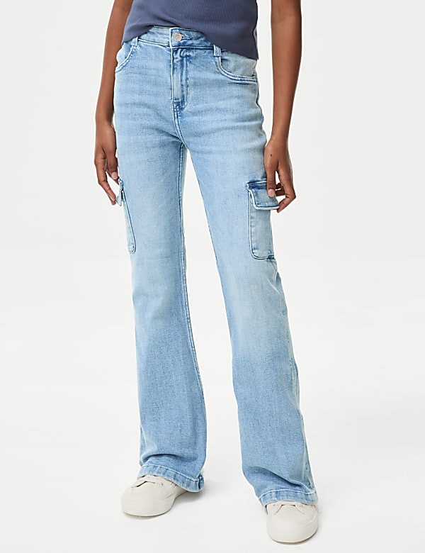 Denim Flared Cargo Jeans (6-16 Yrs)