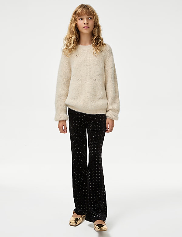 Leggings cloutés coupe évasée en velours (du 6 au 16 ans) - CA