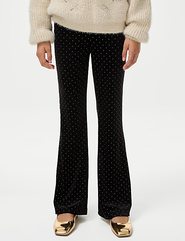 Leggings cloutés coupe évasée en velours (du 6 au 16 ans) - CA