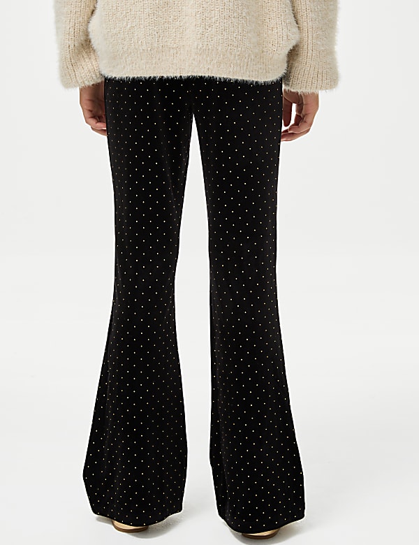 Leggings cloutés coupe évasée en velours (du 6 au 16 ans) - CA