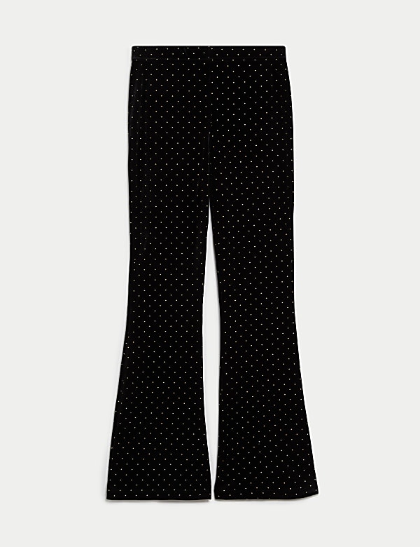 Velvet Studded Flared Leggings 6 16 Yrs BLACK Leggings M S FI