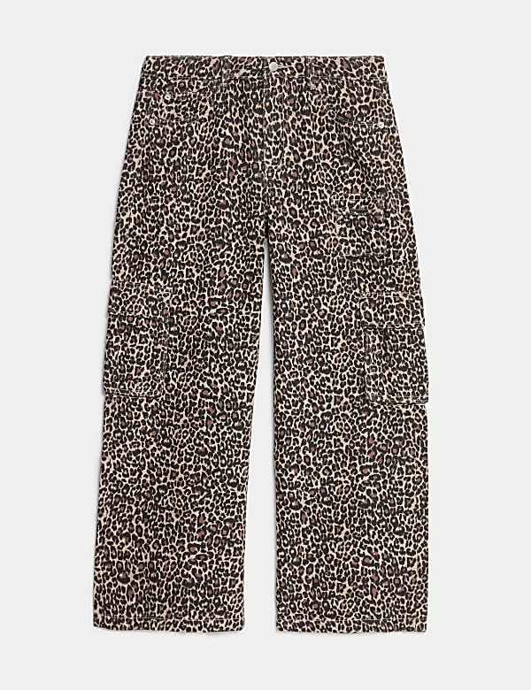 Pure Cotton Leopard Print Cargo Jeans (6-16 Yrs) - AL