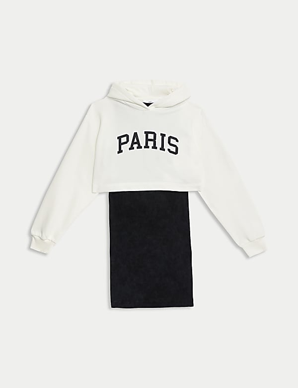 2 Potong Pakaian Hoodie dan Gaun Paris (6-16 Tahun) - ID