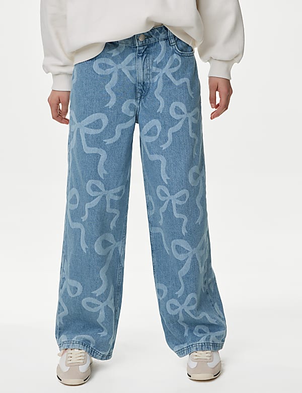 Denim Wide Leg Bow Jeans (6-16 Yrs) - JP