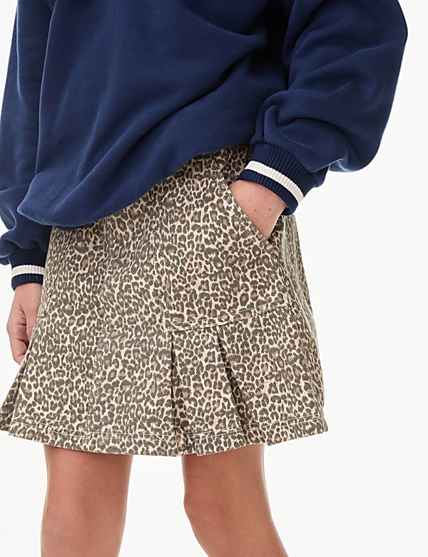 Leopard Print Denim Skirt (2-16 Yrs)
