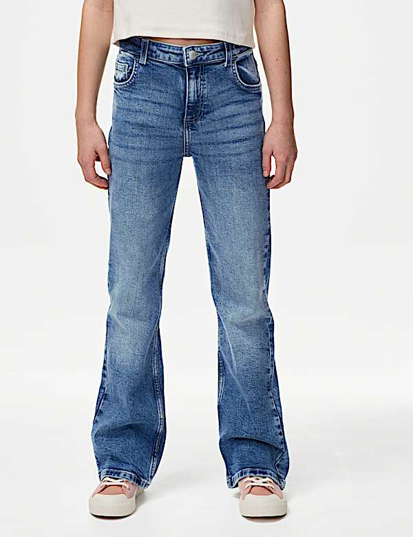 Jeans en denim de corte est&aacute;ndar acampanados (6-16 a&ntilde;os) - US