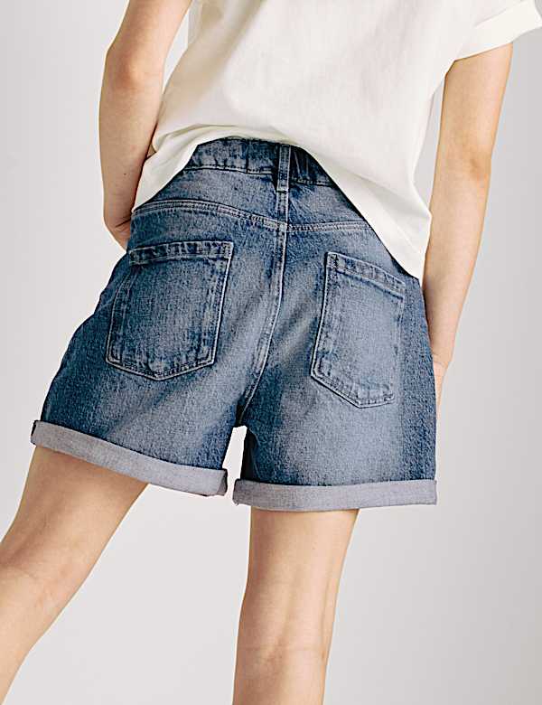 Pantalones cortos 100 % algodón denim de corte Mom (6-16 años) - US