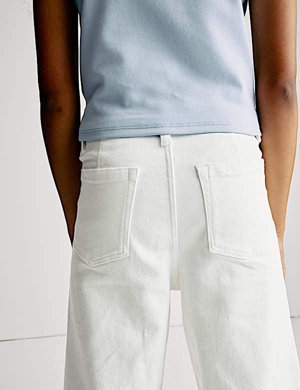 Wide Leg Cotton Rich Cropped Jeans (6-16 Yrs) - JP