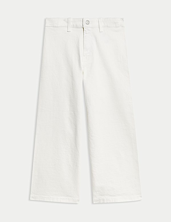 Wide Leg Cotton Rich Cropped Jeans (6-16 Yrs) - JP