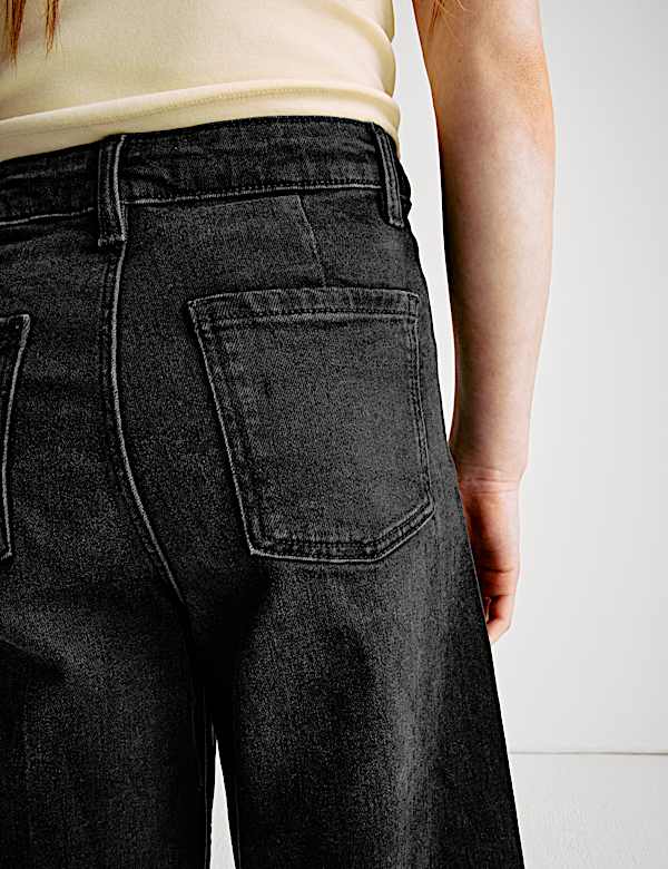 Wide Leg Cotton Rich Cropped Jeans (6-16 Yrs) - PT