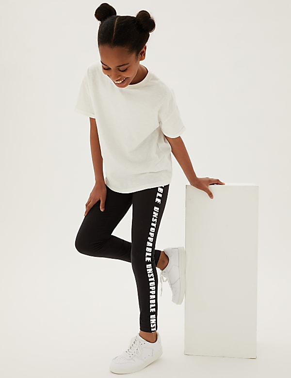 Cotton Rich Unstoppable Slogan Leggings (6-16 Yrs)