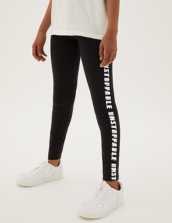 Cotton Rich Unstoppable Slogan Leggings (6-16 Yrs)