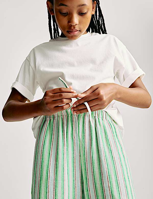 Wide Leg Linen Striped Trousers (6-16 Yrs) - PL