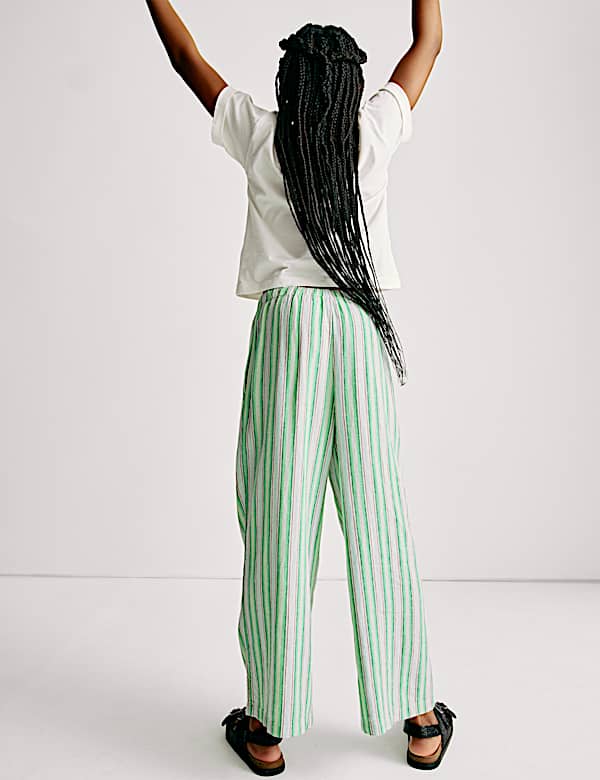 Wide Leg Linen Striped Trousers (6-16 Yrs) - PL