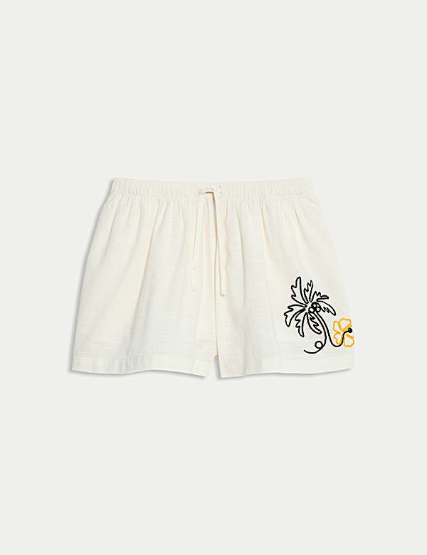 Short 100 % coton à motif tropical brodé (du 6 au 16 ans) - BE