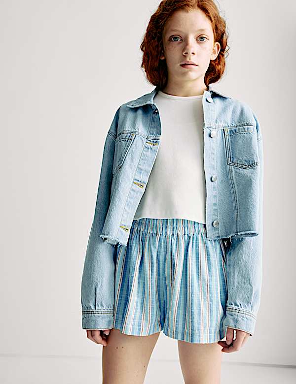 Pure Cotton Striped Shorts (6-16 Yrs) - HU
