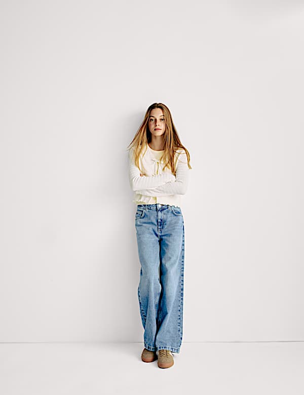 ג'ינס בגזרת רגל רחבה (16-6 שנים) - IL