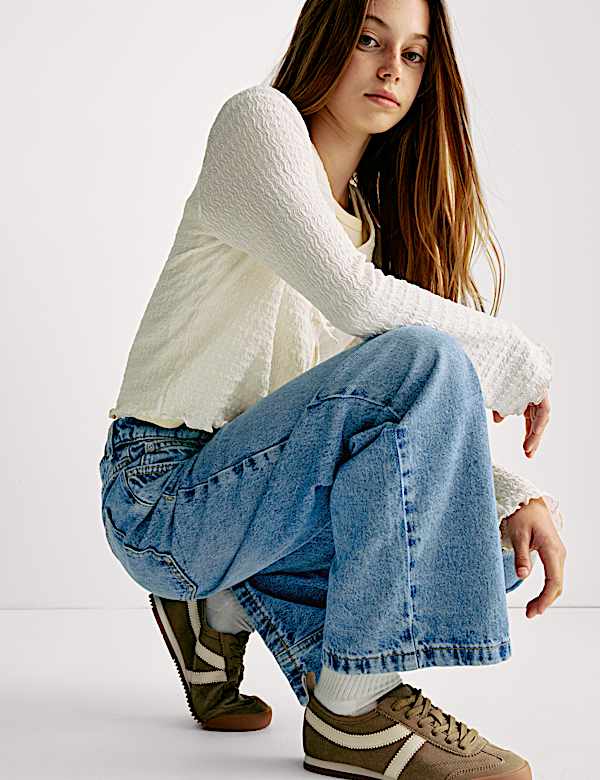 ג'ינס בגזרת רגל רחבה (16-6 שנים) - IL