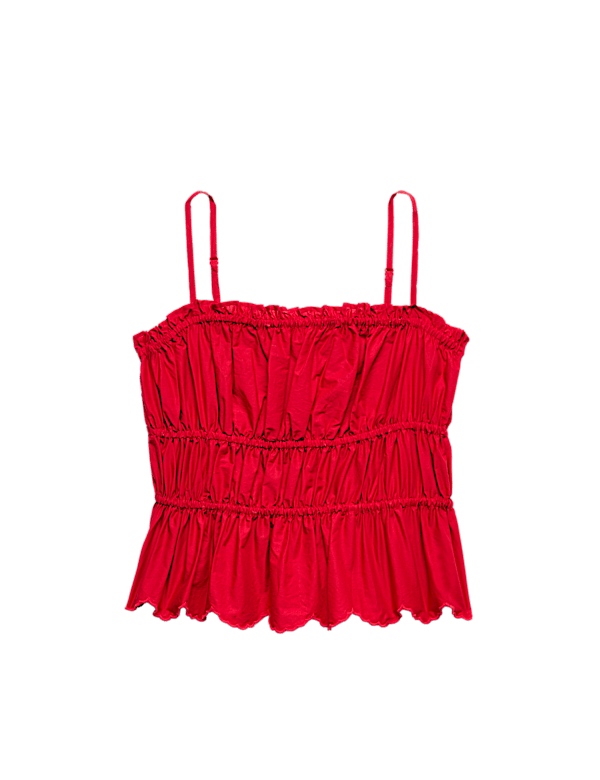 Cotton Rich Shirred Cami Vest Top (6-16 Years)