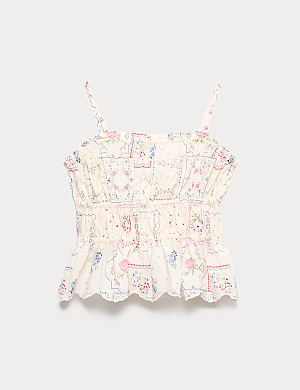 Cotton Rich Shirred Cami Vest Top (6-16 Yrs) - JP