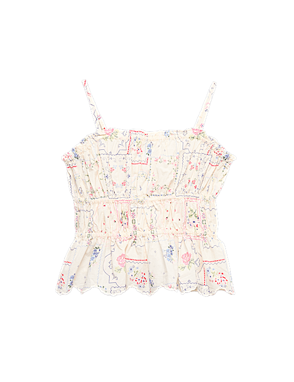 Cotton Rich Shirred Cami Vest Top (6-16 Years)