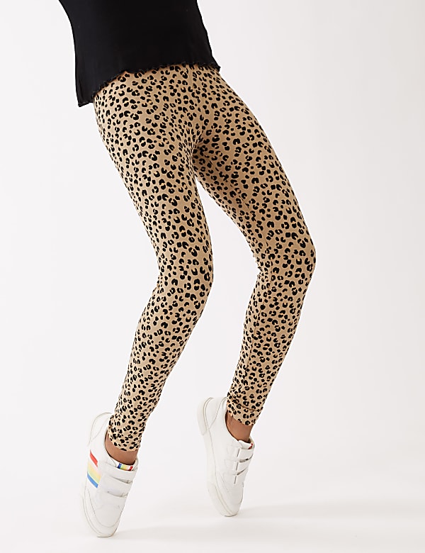 Cotton Rich Leopard Print Glitter Leggings
