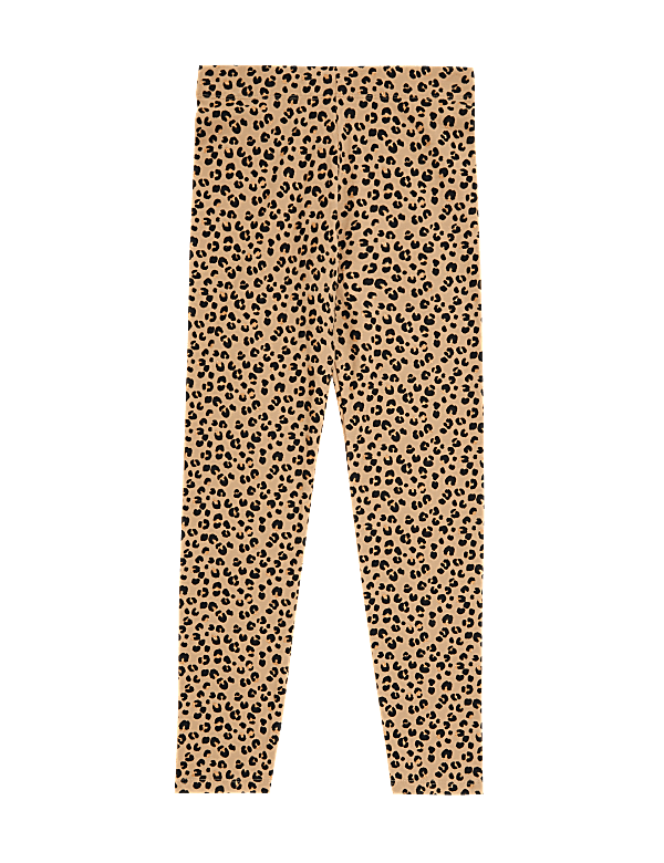 Cotton Rich Leopard Print Glitter Leggings