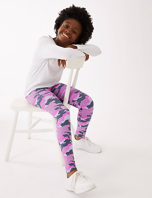 Cotton Rich Camouflage Print Leggings