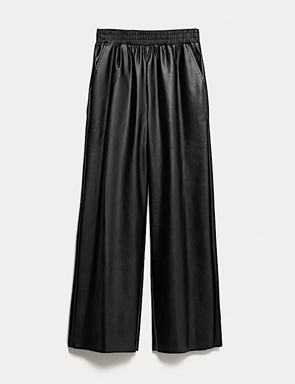 Faux Leather Wide Leg Trousers (6-16 Yrs) - NO
