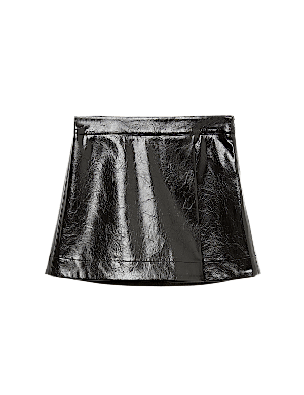 Faux Leather Mini A Line Skirt (6-16 Yrs)