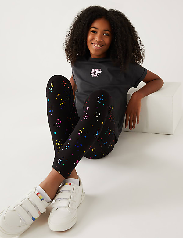 Cotton Rich Star Leggings 6 16 Yrs CHARCOAL Leggings M S AU