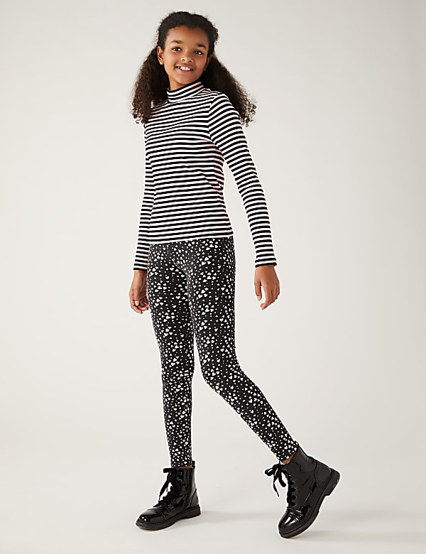 Cotton Rich Heart Print Leggings