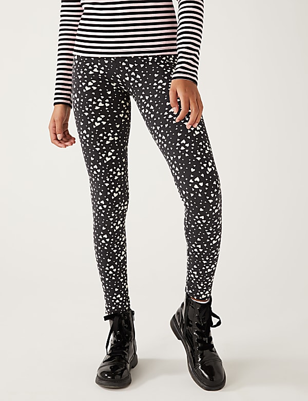 Cotton Rich Heart Print Leggings