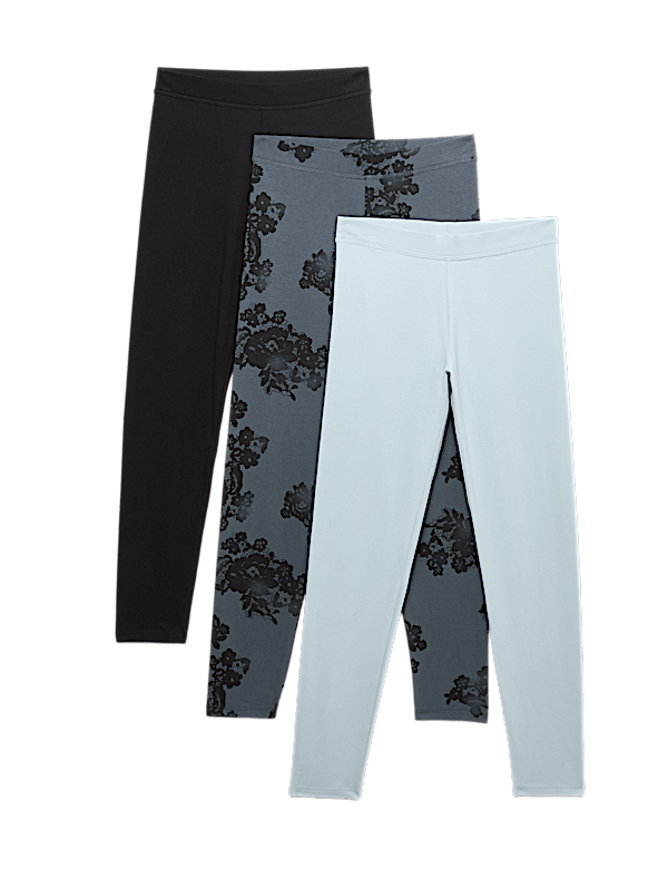 3pk Cotton Rich Print Leggings (6-16 Yrs)