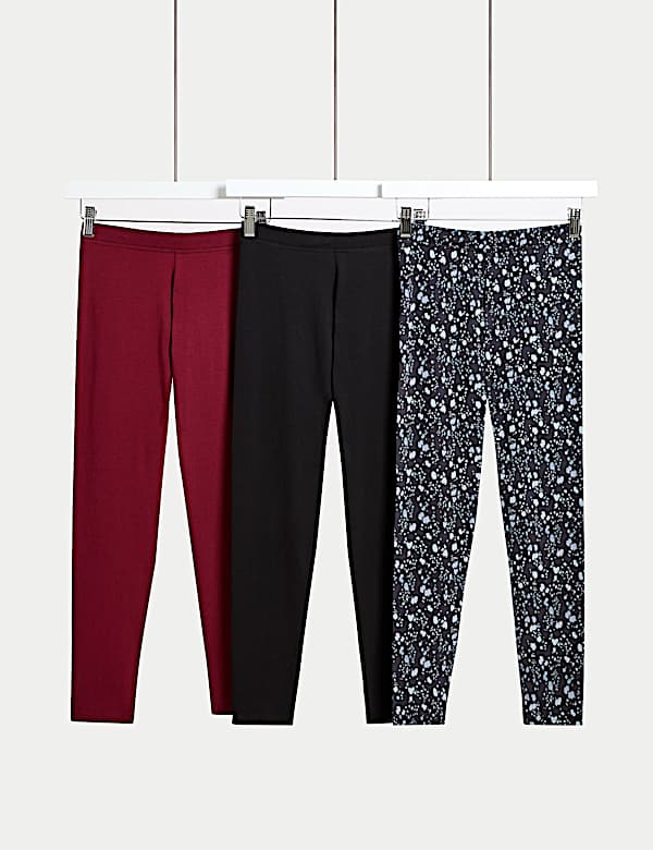 3pk Cotton Rich Printed Leggings (6-16 Yrs) - FI
