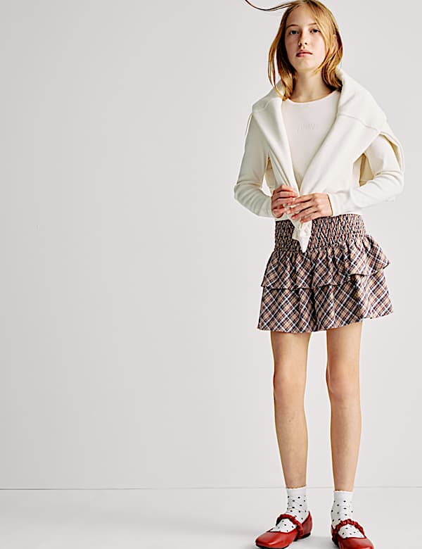 Pure Cotton Check Rara Skirt