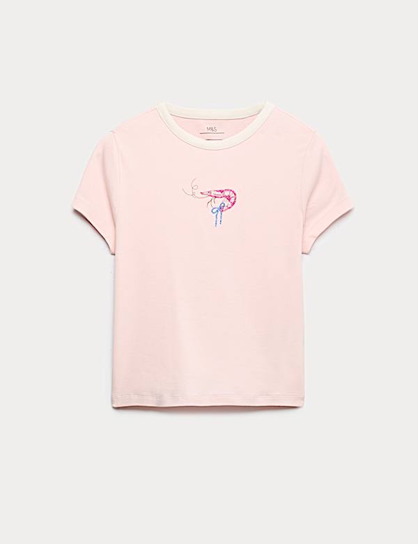 Cotton Rich Beaded Graphic T-Shirt (6-16 Yrs)