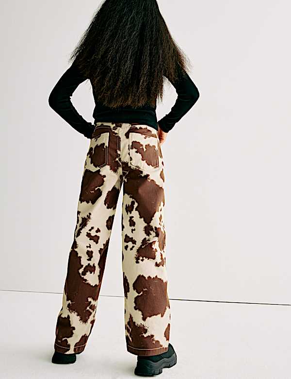 Jean coupe large 100 % coton imprimé animal (du 6 au 16 ans) - LU